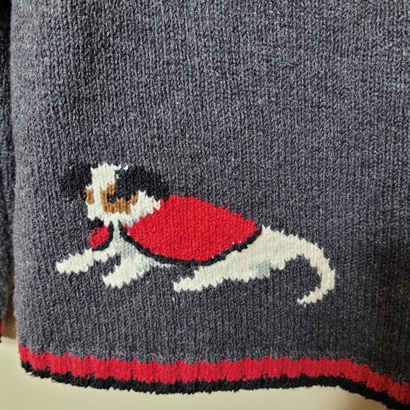Talbots Vintage Dog Print Cardigan Sweater Full Zip Ramie Cotton Preppy Size S - Picture 8 of 11